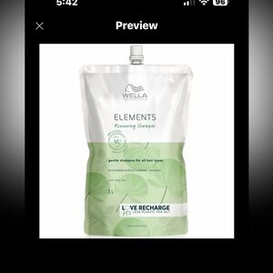 2 Wella Elements Renewing Shampoo 1L - Green and White. New never opened